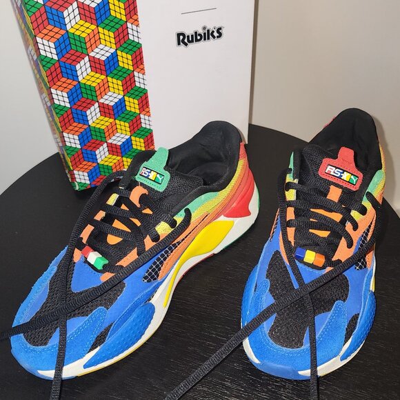Size 7 Y (GS) PUMA x RUBIK'S RS-X³ Palace Blue-High Risk Red - Picture 6 of 10